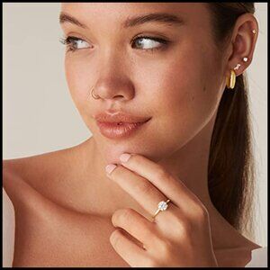 18K Yellow Gold 925 Sterling Silver 1.5 CT Moissanite Solitaire Engagement Ring